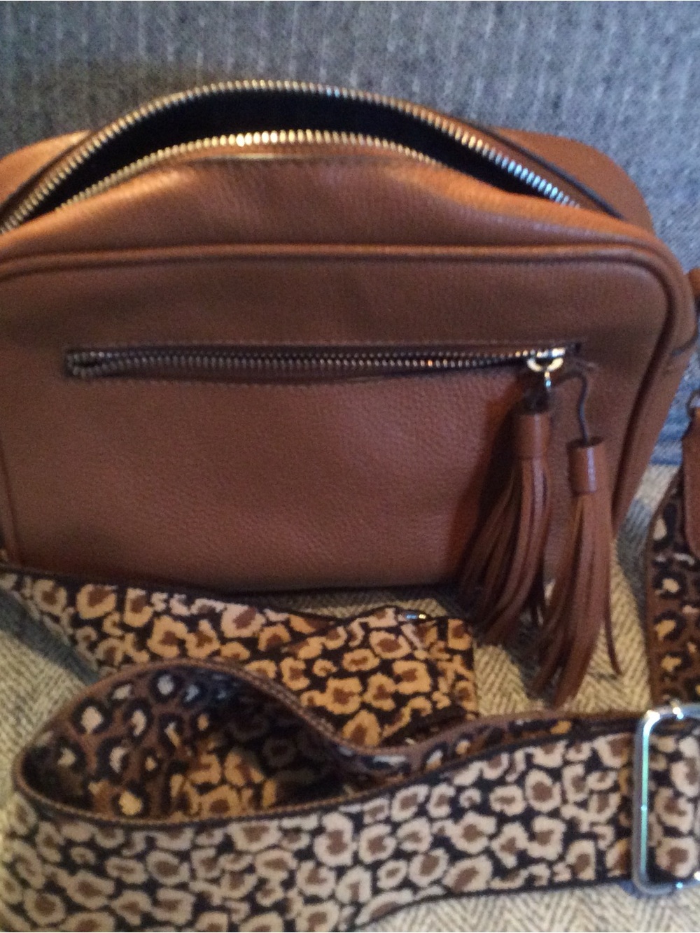 J. Jill Brown Crossbody Bag with Leopard-Print Strap